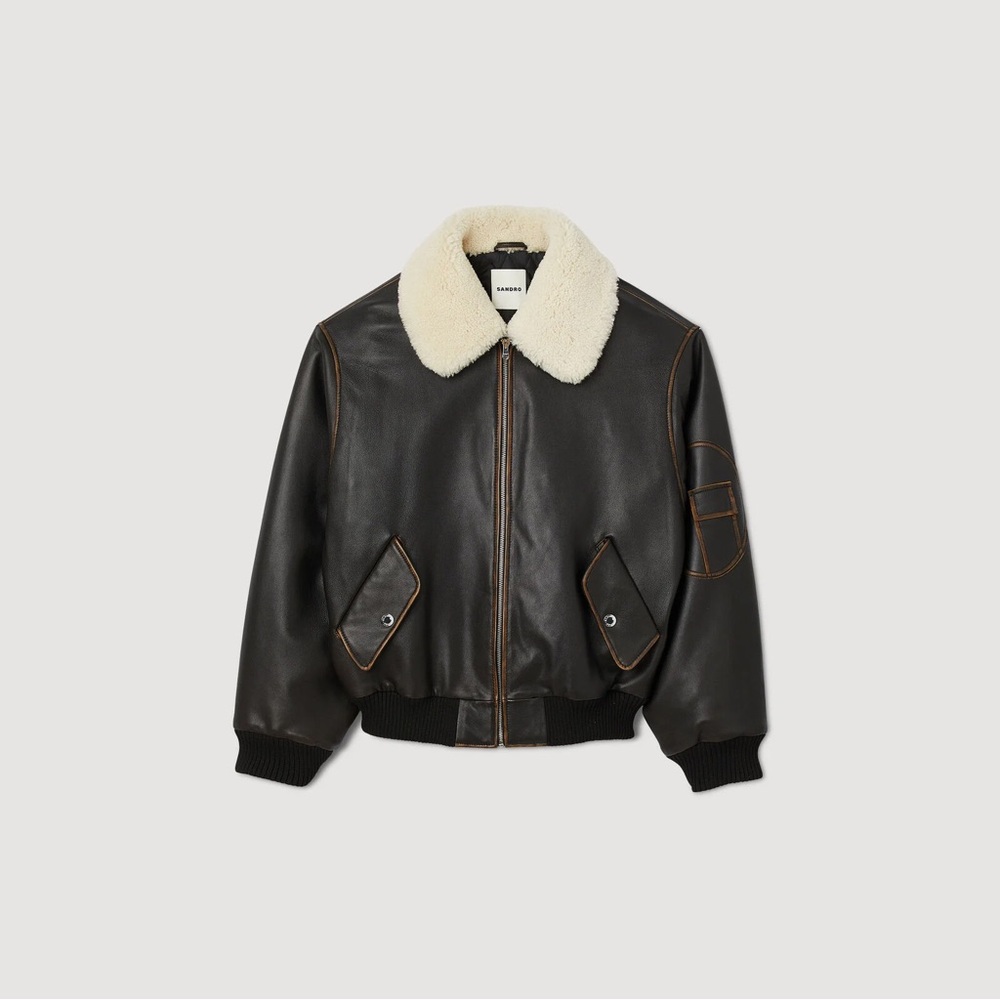 Sandro Leather Bomber Jacket